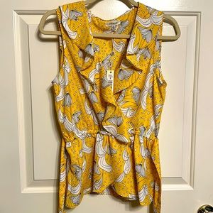 Max Studio Yellow Tank NWT Elastic Waist Ruffles - Small